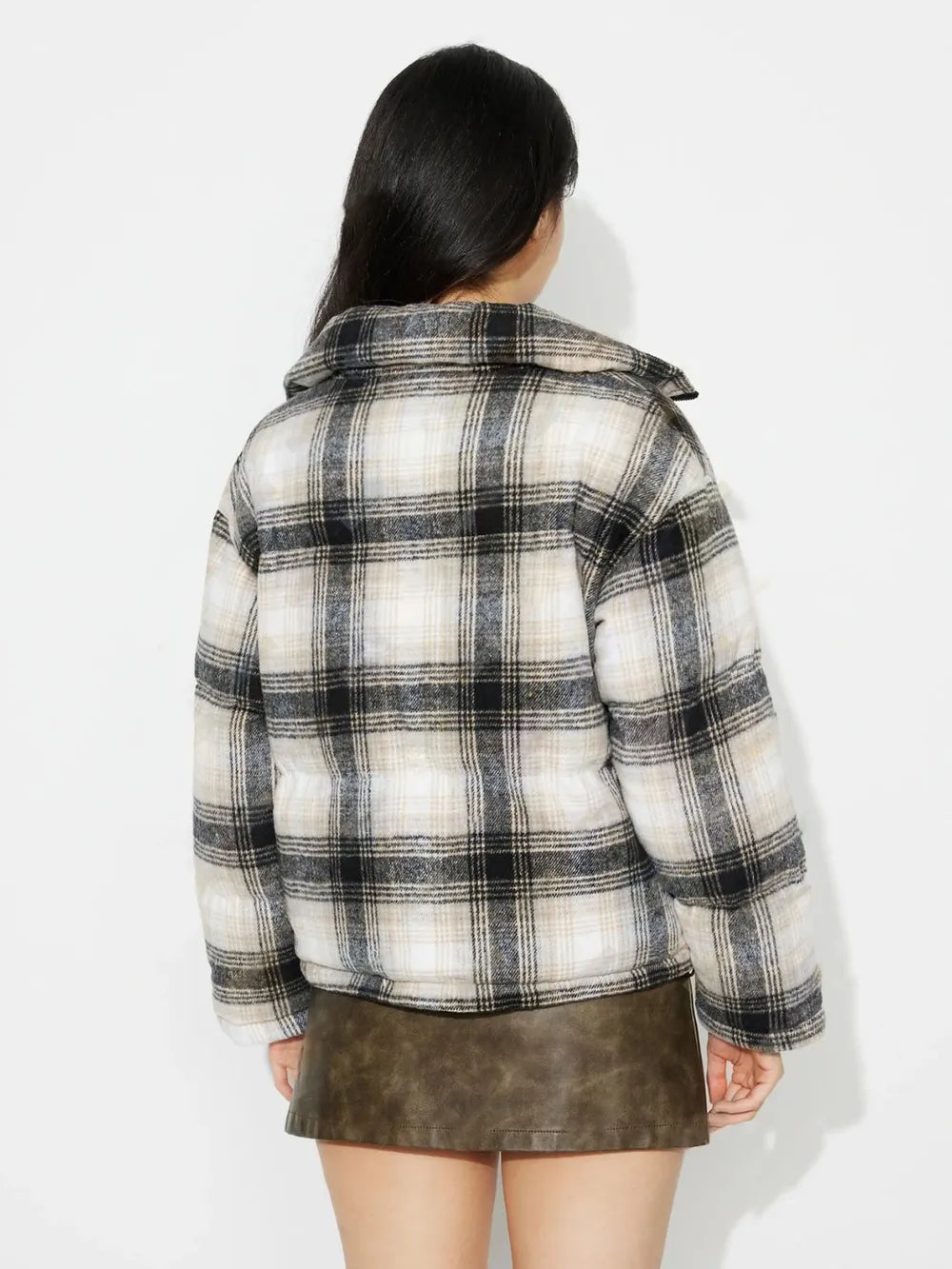 Trendy Plaid Zip Up Long Sleeve Jacket for All Seasons - Comfortable and Stylish