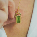 Elegant 18K Gold-Plated Titanium Steel Pendant Necklace with Resin Detail, 17.7-Inch Chain - Store 42