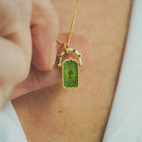 Elegant 18K Gold-Plated Titanium Steel Pendant Necklace with Resin Detail, 17.7-Inch Chain - Store 42