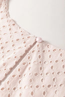 Embroidered Eyelets Ruffled Hem Sleeveless Mini Dress