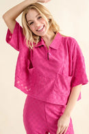 And The Why Brushed Texture Checker Board Pattern Casual Top