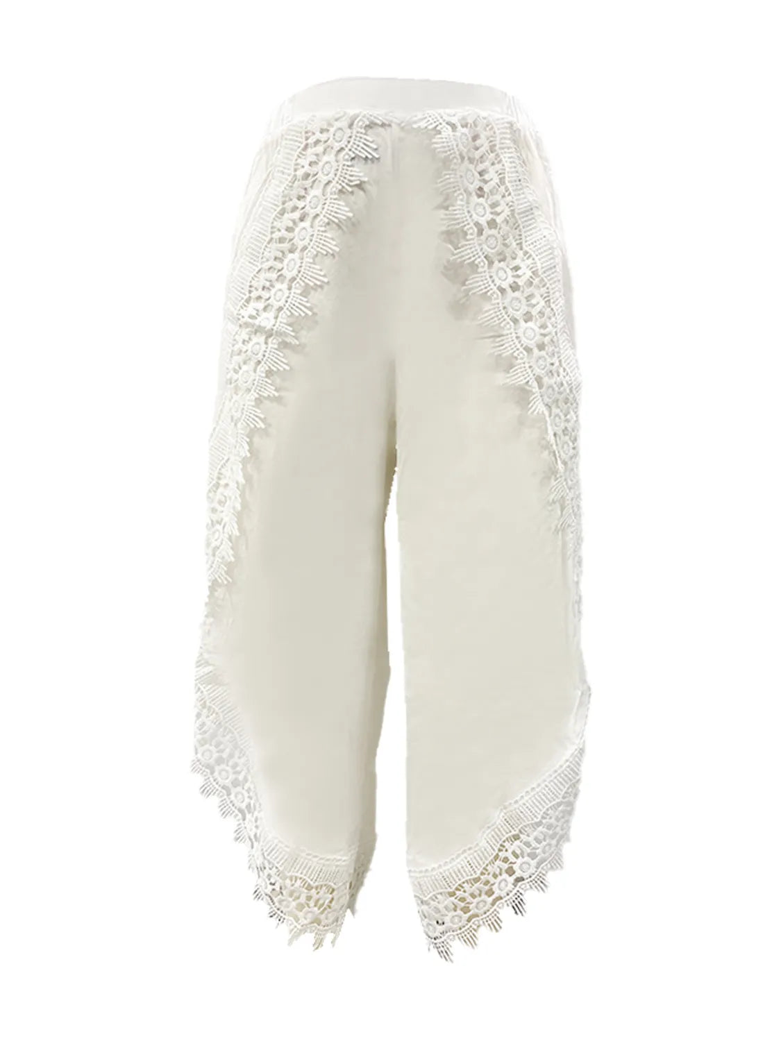 Lace Detail Wide Leg Pants for Plus Size Women - Stylish and Comfortable Fit