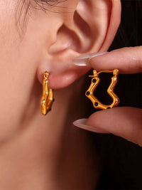 Elegant 18K Gold-Plated Stainless Steel Heart Earrings with Rhinestones - Trendy Jewelry Accessory - Store 42
