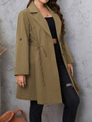 Honey Plus Size Lapel Collar Drawstring Roll-Tab Sleeve Trench Coat - Store 42