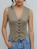Plaid Button Down Vest