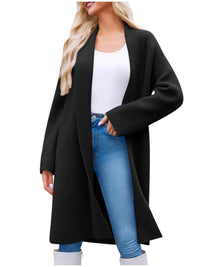 Open Front Longline Coat Black