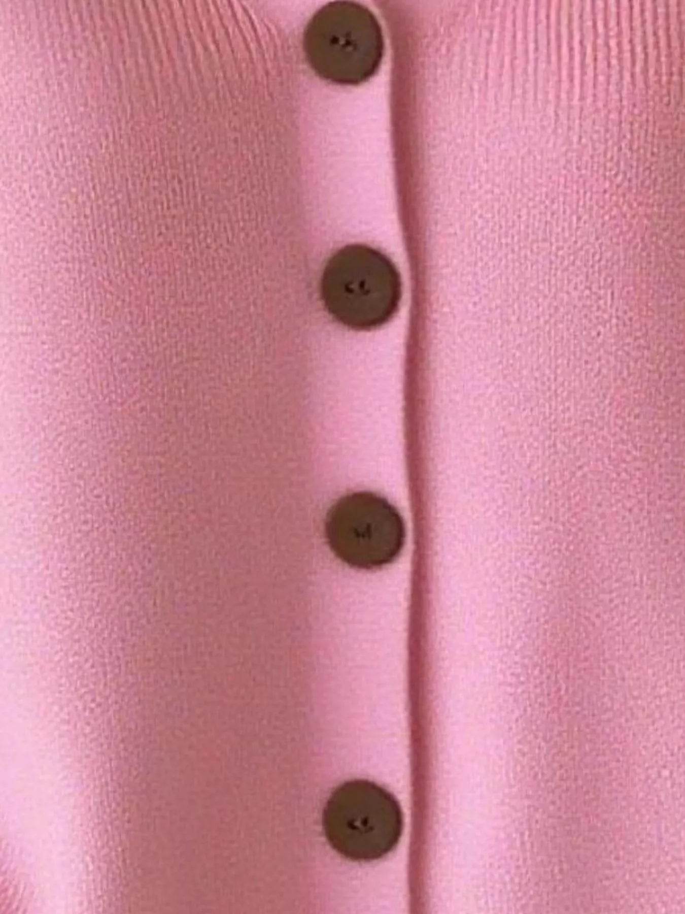 Full Size Plus Size Button-Front V-Neck Cardigan, Slightly Stretchy, 95% Acrylic Blend - Store 42