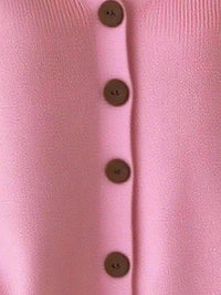 Full Size Plus Size Button-Front V-Neck Cardigan, Slightly Stretchy, 95% Acrylic Blend - Store 42