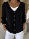 Full Size Plus Size Button-Front V-Neck Cardigan, Slightly Stretchy, 95% Acrylic Blend - Store 42