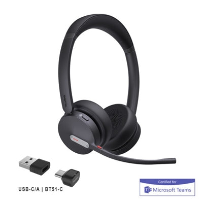 Yealink BH70 Dual MS Headset - Ultra Comfortable, 35H Battery, 3 Mic Noise Cancellation, Teams Certified