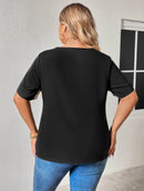 Honey Plus Size Chain Detail V-Neck Raglan Sleeve Blouse - Store 42