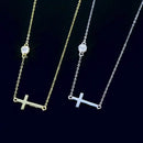 Elegant Cross Moissanite Necklace in 925 Sterling Silver with 18K Gold-Plating, 0.3 Ct - Store 42