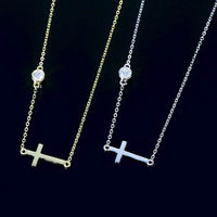 Elegant Cross Moissanite Necklace in 925 Sterling Silver with 18K Gold-Plating, 0.3 Ct - Store 42