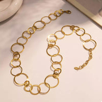 18K Gold-Plated Stainless Steel Chain Link Statement Necklace - 20.5 Inch Adjustable Length - Store 42