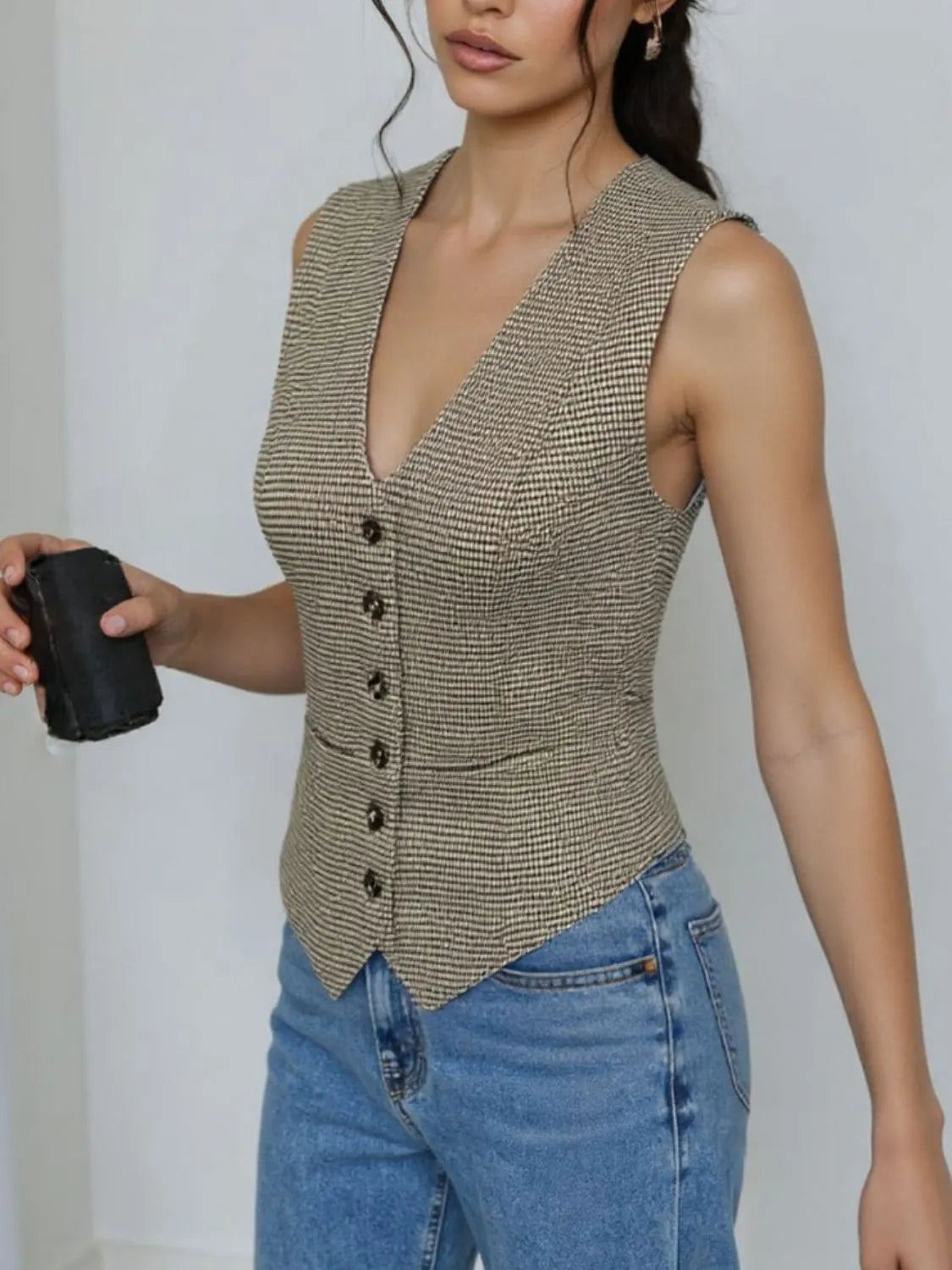 Plaid Button Down Vest