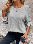 Plus Size Relaxed Fit Waffle Knit Round Neck T-Shirt