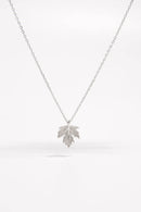925 Sterling Silver Zircon Maple Leaf Necklace Silver One Size