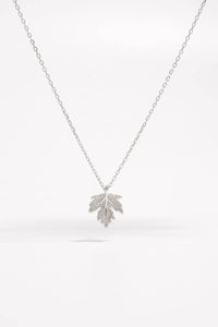 925 Sterling Silver Zircon Maple Leaf Necklace Silver One Size