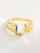 18K Gold-Plated Zircon Letter Ring L onesize
