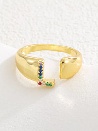 18K Gold-Plated Zircon Letter Ring L onesize