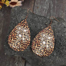 Leopard Print Teardrop Earrings - Stylish PU Leather, Lightweight 3-Inch Design by Trendsi - Store 42