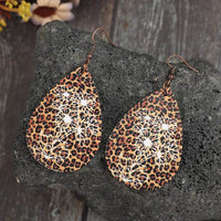 Leopard Print Teardrop Earrings - Stylish PU Leather, Lightweight 3-Inch Design by Trendsi - Store 42