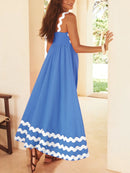 Contrast Trim Square Neck Maxi Cami Dress