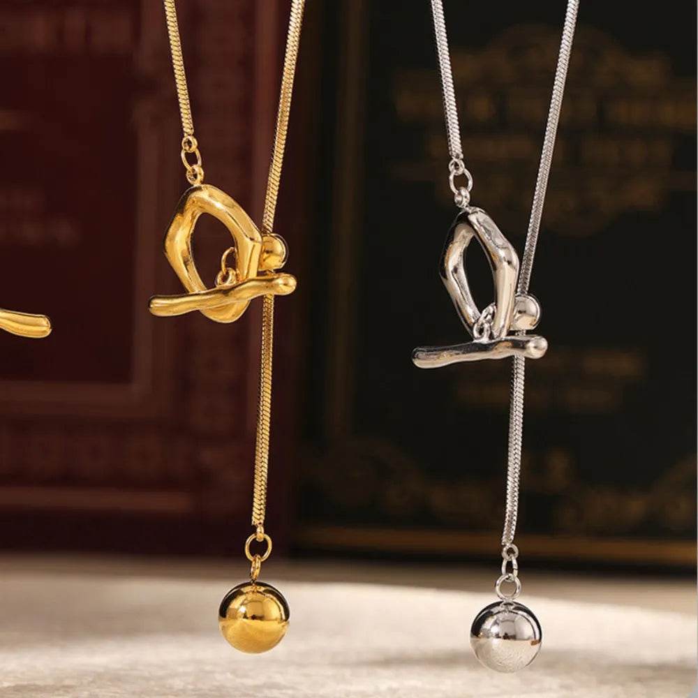 Elegant 18K Gold-Plated Stainless Steel Bead Necklace, 26.1-Inch Chain Length - Store 42