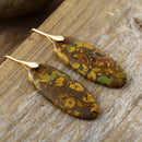 Elegant Natural Stone Copper Dangle Earrings with Unique Patterns | 14K Gold-Plated - Store 42