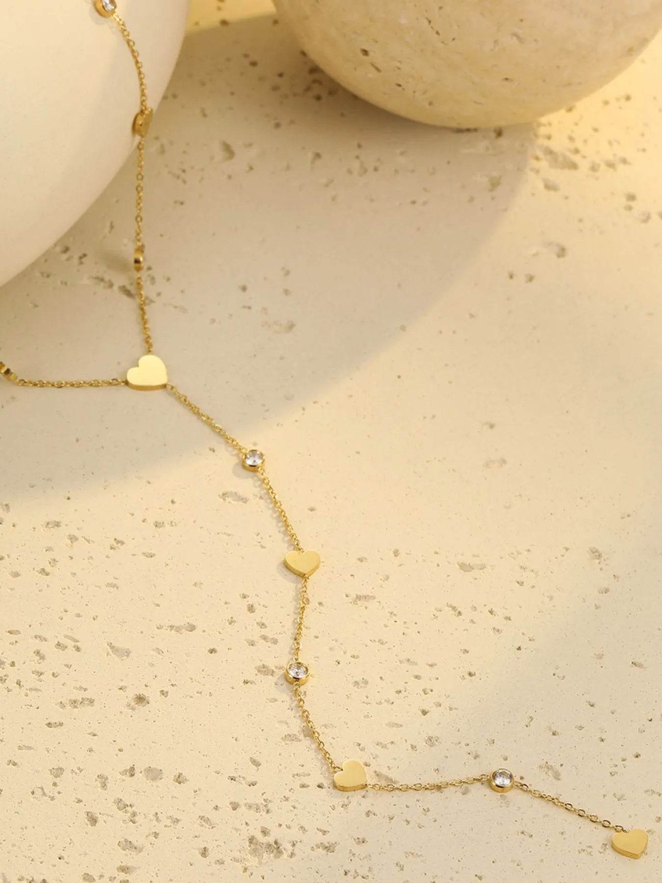 18K Gold-Plated Heart Necklace with Zircon Accent | Elegant Stainless Steel Jewelry