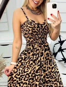 Full Size Leopard Print Spaghetti Strap Maxi Dress Plus Size - Store 42