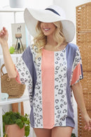 BiBi Leopard Stripe Printed French Terry Oversized Top - Store 42