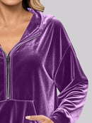 Full Size Half Zip Kangaroo Pocket Hoodie Plus Size - Store 42