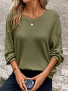 Plus Size Relaxed Fit Waffle Knit Round Neck T-Shirt Moss