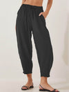 Full Size Drawstring Wide Leg Cropped Pants Plus Size - Store 42