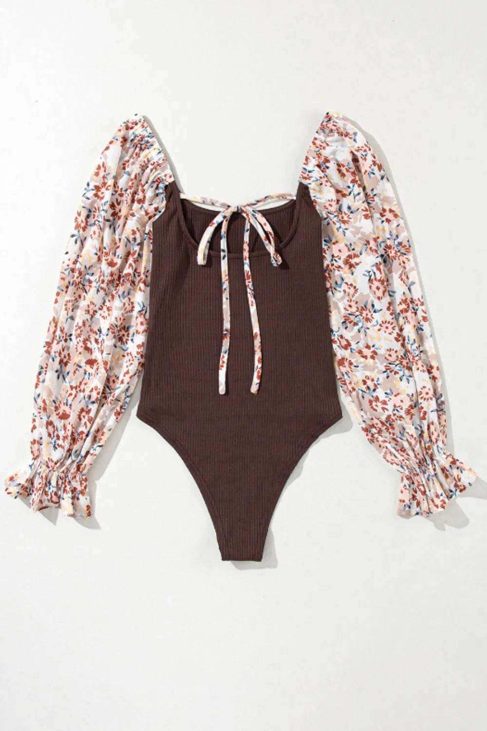 Scoop Neck Printed Flounce Sleeve Bodysuit - Store 42