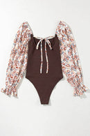 Scoop Neck Printed Flounce Sleeve Bodysuit - Store 42