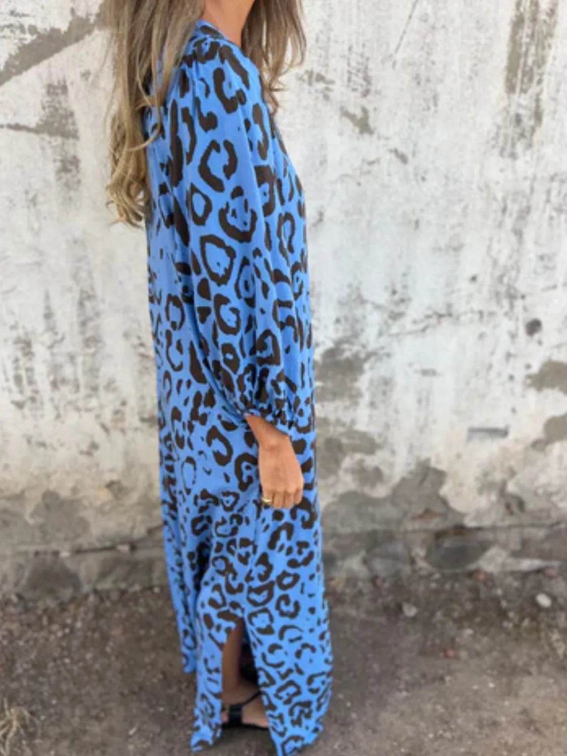 Full Size Printed V-Neck Dress with Pockets Plus Size - Store 42