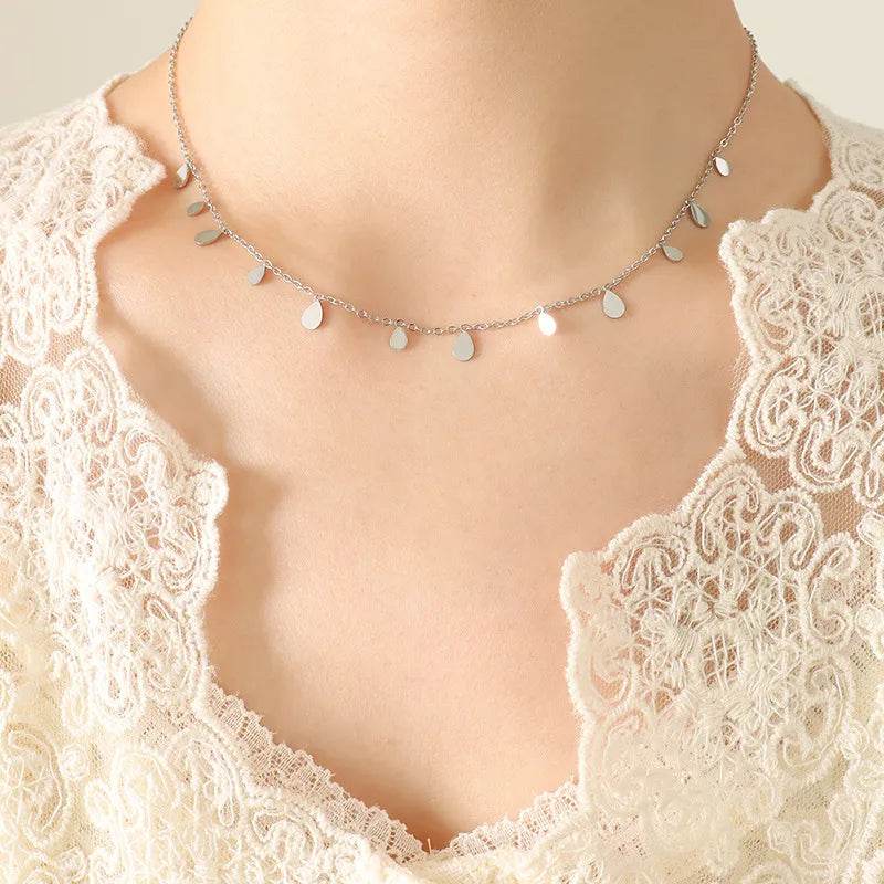 Elegant 18K Gold-Plated Titanium Steel Charm Necklace - 15.7 Inch Adjustable Length - Store 42