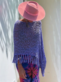 Tassel Boat Neck Knit Shawl