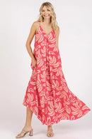 Mittoshop Printed V-Neck Maxi Cami Dress with Pockets Strawberry