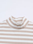 Striped Textured Knit Long Sleeve Tee
