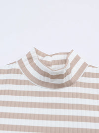 Striped Textured Knit Long Sleeve Tee