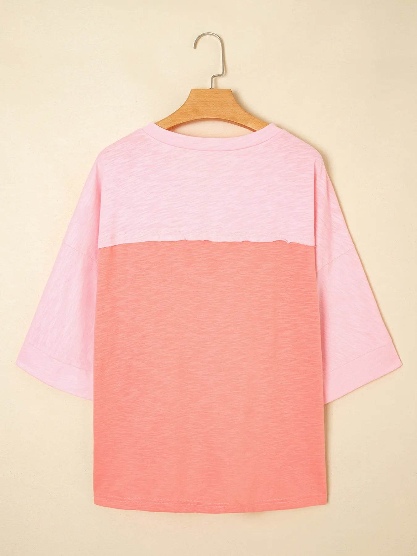 Floral Applique Oversized T-Shirt with Exposed Seams - 65% Polyester 35% Cotton - Store 42