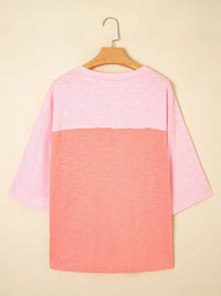 Floral Applique Oversized T-Shirt with Exposed Seams - 65% Polyester 35% Cotton - Store 42