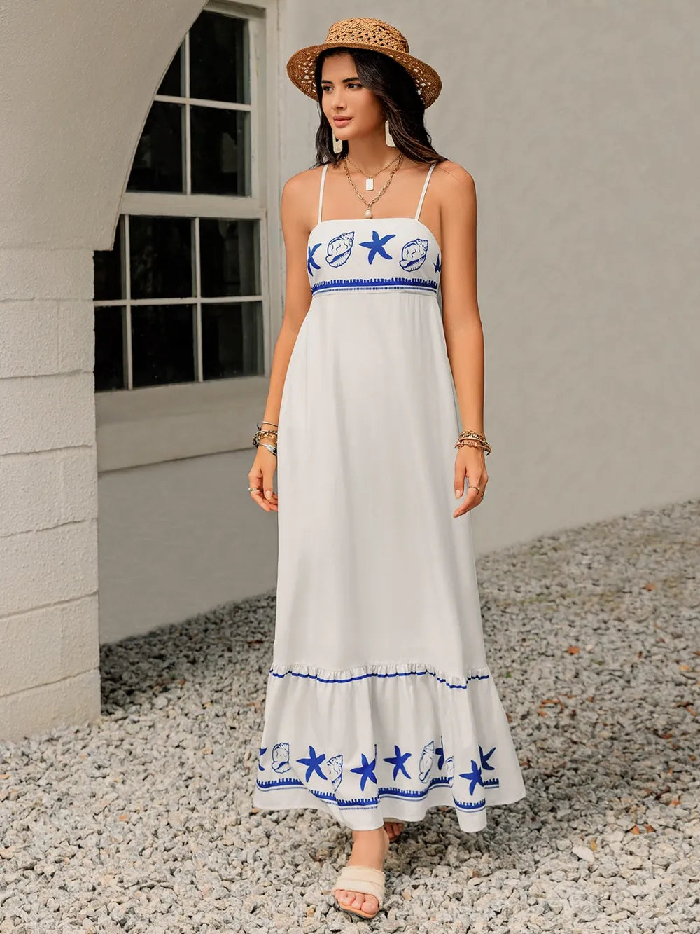 Printed Square Neck Maxi Cami Dress