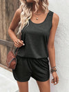 Casual Wide Strap Tank Top and Shorts Set Dark Gray