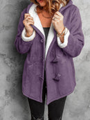 Full Size Cozy Sherpa Lined Toggle Coat with Hood Plus Size - Store 42