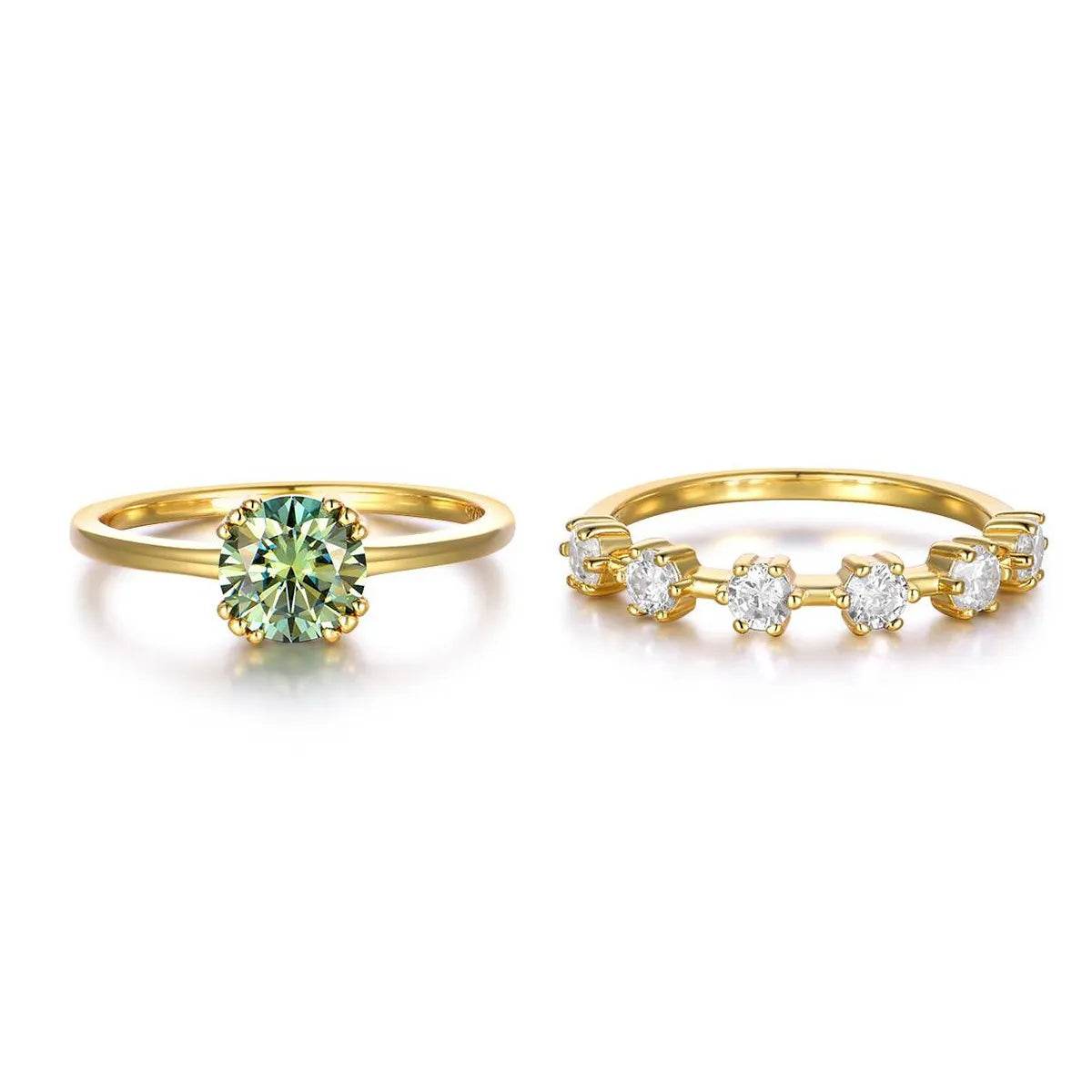 1 Carat Moissanite 925 Sterling Silver 2pcs Ring Set - Store 42
