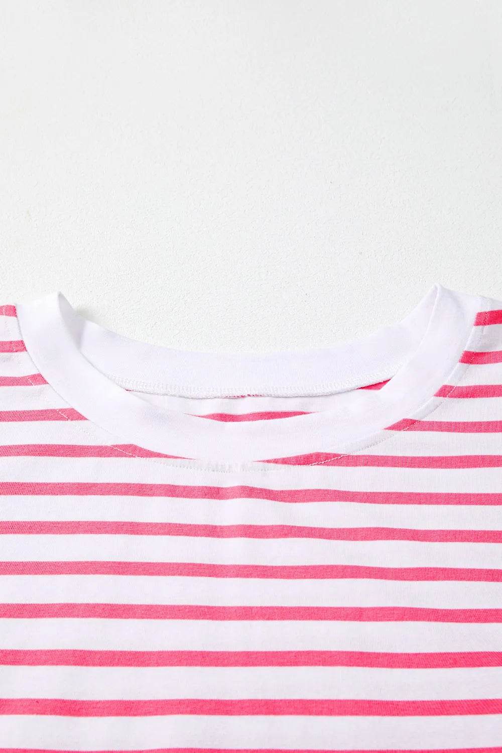Trendy Color Block Striped Batwing Sleeve T-Shirt in Soft Cotton Blend - Slightly Stretchy Fit - Store 42
